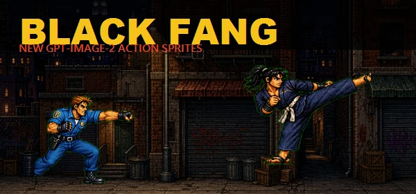 BLACK FANGのGPT-image-2描き直しアクションスプライトサムネイル